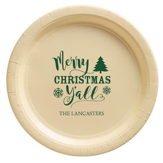 Merry Christmas Y'all Paper Plates